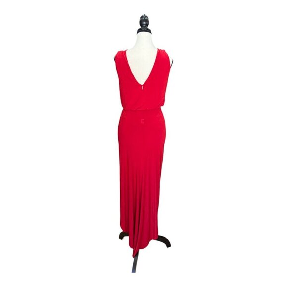 MISA Los Angeles Leza Cross Over Sleeveless Tulip Maxi Dress in Red Size Small - Picture 4 of 11